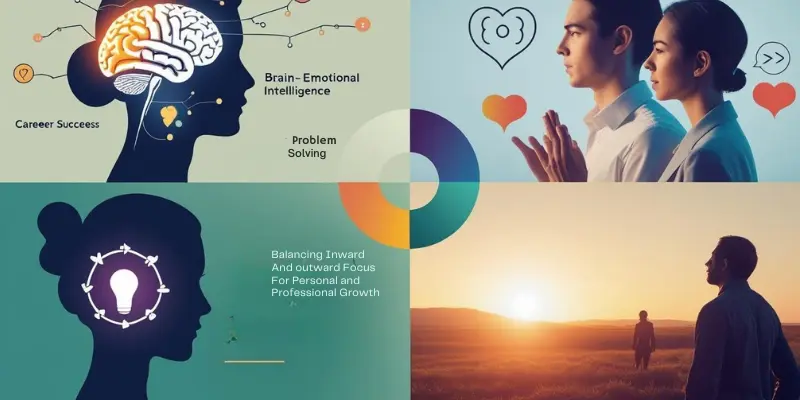 Balancing Inward Outward Focus Personal Growth Benefits Illustration showing the benefits of balancing inward and outward focus in personal development: emotional intelligence, improved relationships, career success, and personal fulfillment.