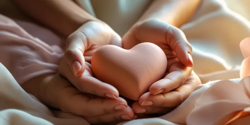Cultivate Self Compassion Gentle Hands Heart Hands gently holding a pink heart, symbolizing radical self-compassion and kindness.