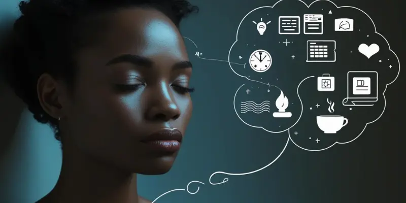 Emotional Landscape Self Awareness Kit Tools Woman reflecting on emotional triggers and self-care tools