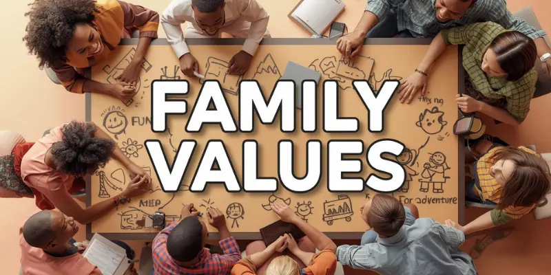 Family Goals Brainstorming Diverse family brainstorming list of family goals with value icons.