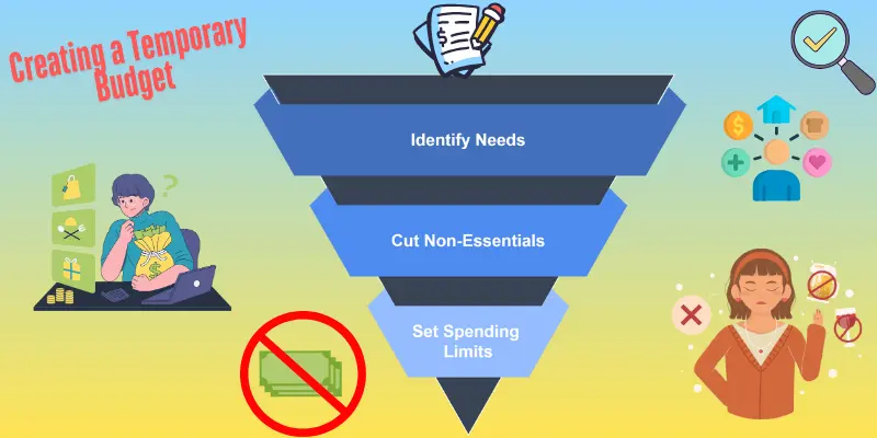 Create Temporary Budget: Identify Needs, Cut Non-Essentials, Set Spending Limits for Financial Stability