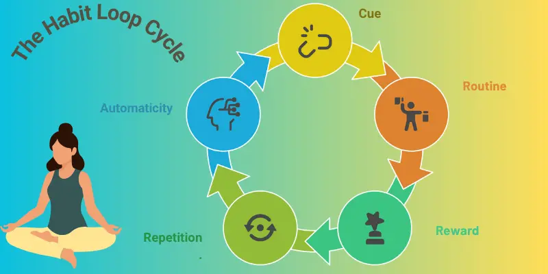 Habit Loop Cycle Cue Routine Reward Automaticity Understanding the habit loop cycle: Cue, Routine, Reward, Automaticity, and Repetition in habit formation.