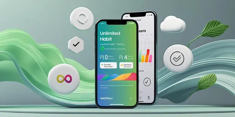 Habitnow Habit Tracker 2025 Free Illustration of HabitNow habit tracker on phone with streak counter, reminders, and chart, showcasing free 2025 features