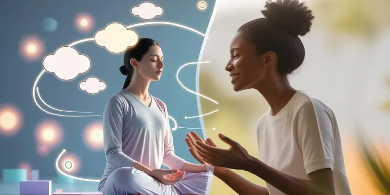 Inward Vs Outward Focus Personal Growth Illustration showing the difference between inward focus (self-awareness) and outward focus (engaging with others) in personal development.