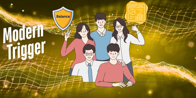 Modern Triggers Peer Pressure Workplace Image Diverse team facing peer pressure in a 2025 hybrid workplace with cultural huddle, tech perfectionism grid, task webs, and AI dashboards, countered by a professional with a balance shield.