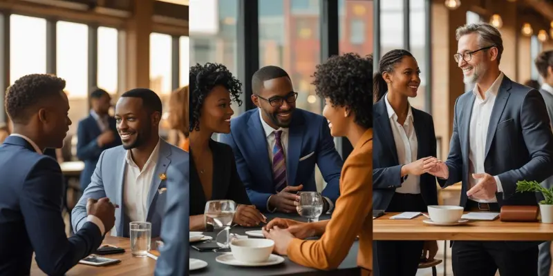 Pbod Networking Finding Mentors Diverse individuals networking, finding mentors, and building connections for a Personal Board of Directors.
