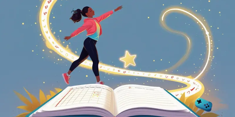Illustration of student achieving consistency on habit tracking journey.